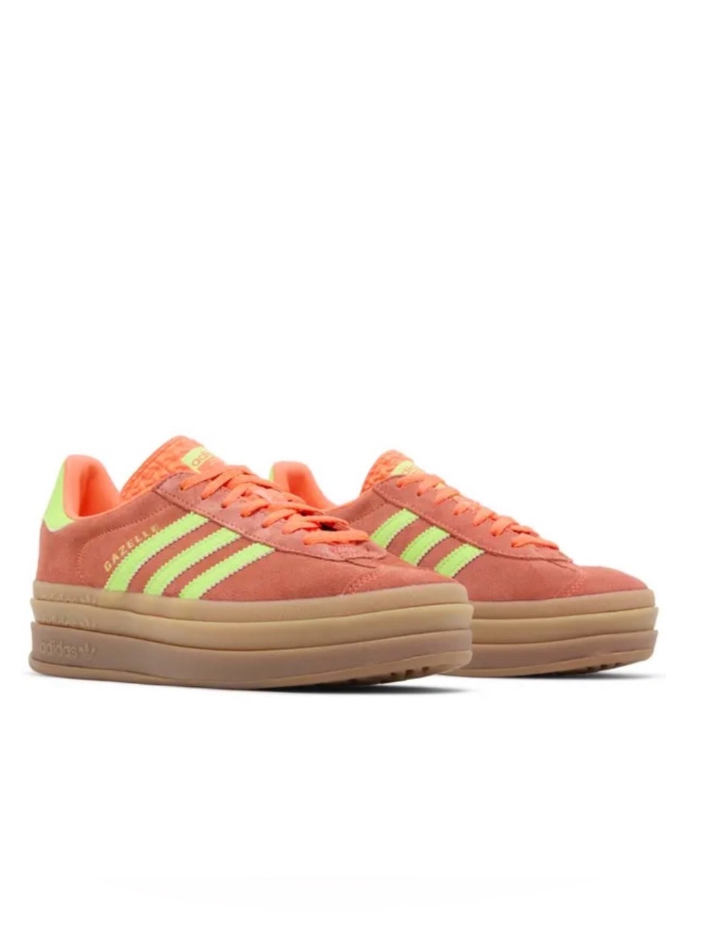 adidas Gazelle Platform Sneakers in Coral and Neon Green